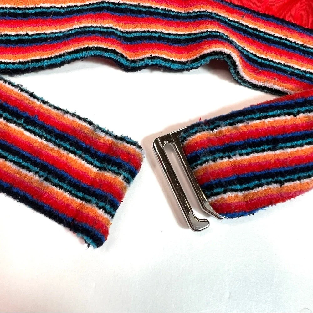 Frankies Bikinis Terry Triangle Bikini Top Lovers Stripe Rainbow Size Small